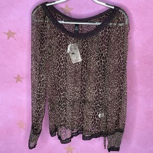 Lucky Brand NWT Silk Leopard Print Crochet Details $118